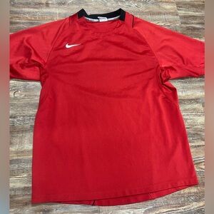 Vintage Y2K Nike red and white short sleeve shirt